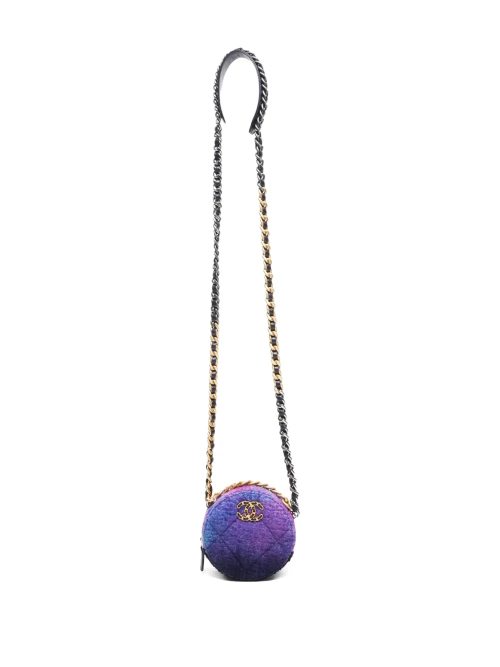 Pre-owned Chanel 2020-2021 Tweed 19 Cross Body Bag In Purple