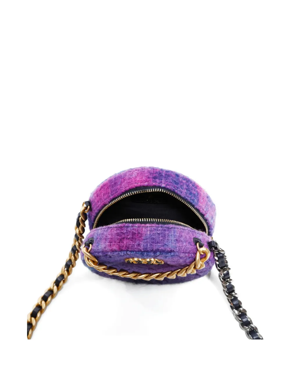 Pre-owned Chanel 2020-2021 Tweed 19 Cross Body Bag In Purple