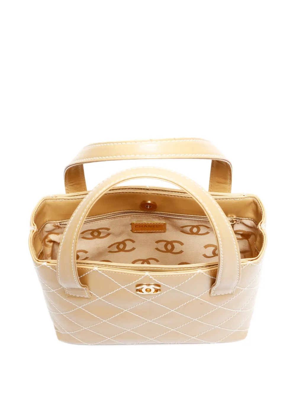 Pre-owned Chanel 2000-2003 Wilde Stitch Tote Bag In Yellow