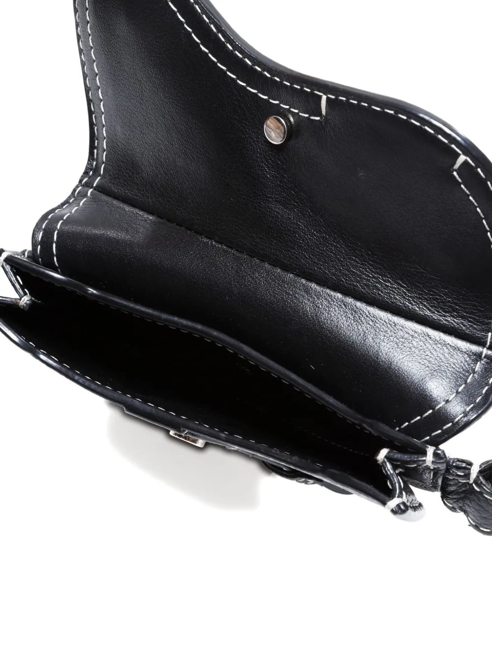 Pre-owned Dior 2015-2025 Mini Saddle Pouch Bag Charm In Black
