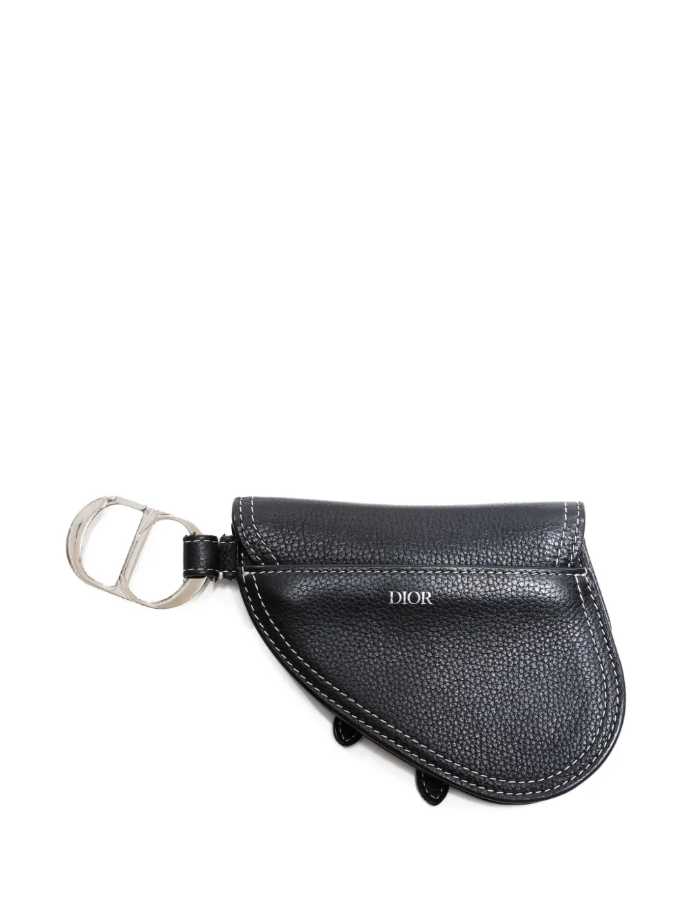 Pre-owned Dior 2015-2025 Mini Saddle Pouch Bag Charm In Black