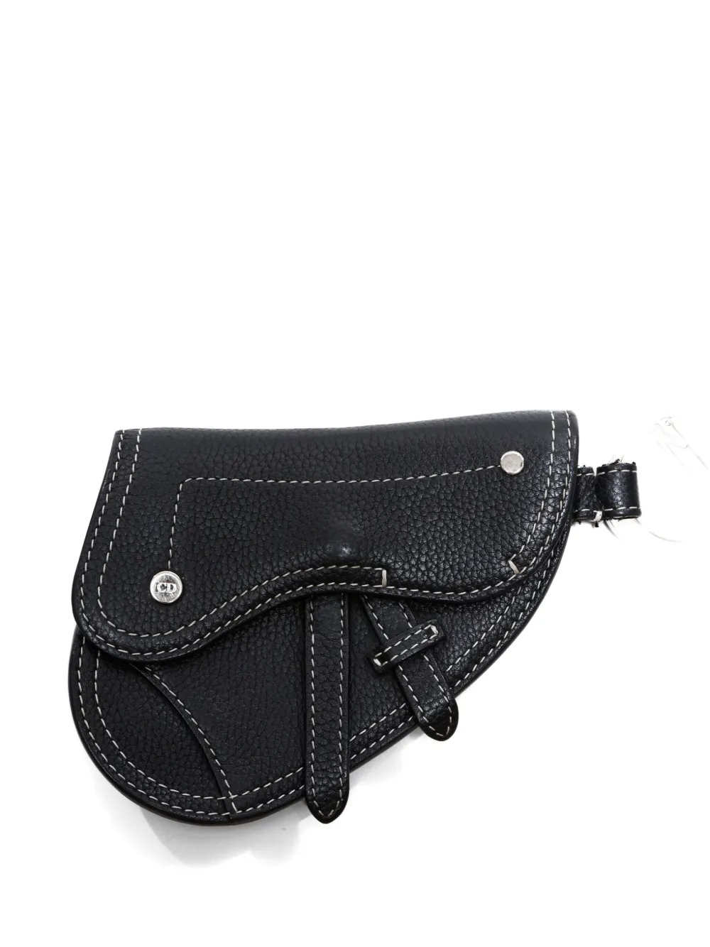 Pre-owned Dior 2015-2025 Mini Saddle Pouch Bag Charm In Black
