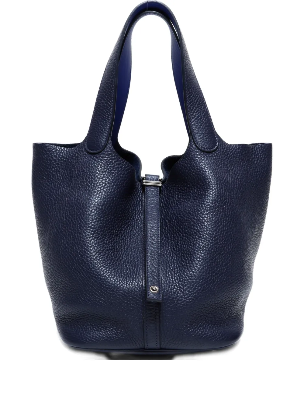 Pre-owned Hermes 2017 Picotin Pm Leather Tote Bag In Blue