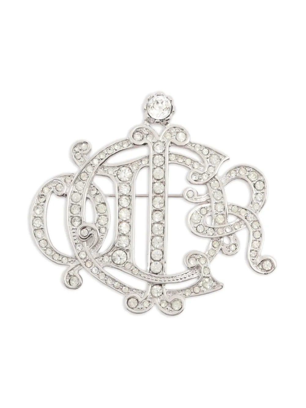 Christian Dior Pre-Owned 1980-1990s logo rhinestones brooch | Silver | Image 1