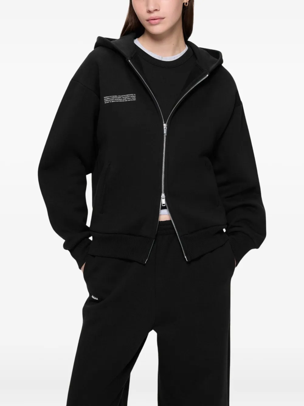 Pangaia 365 hoodie met rits Zwart