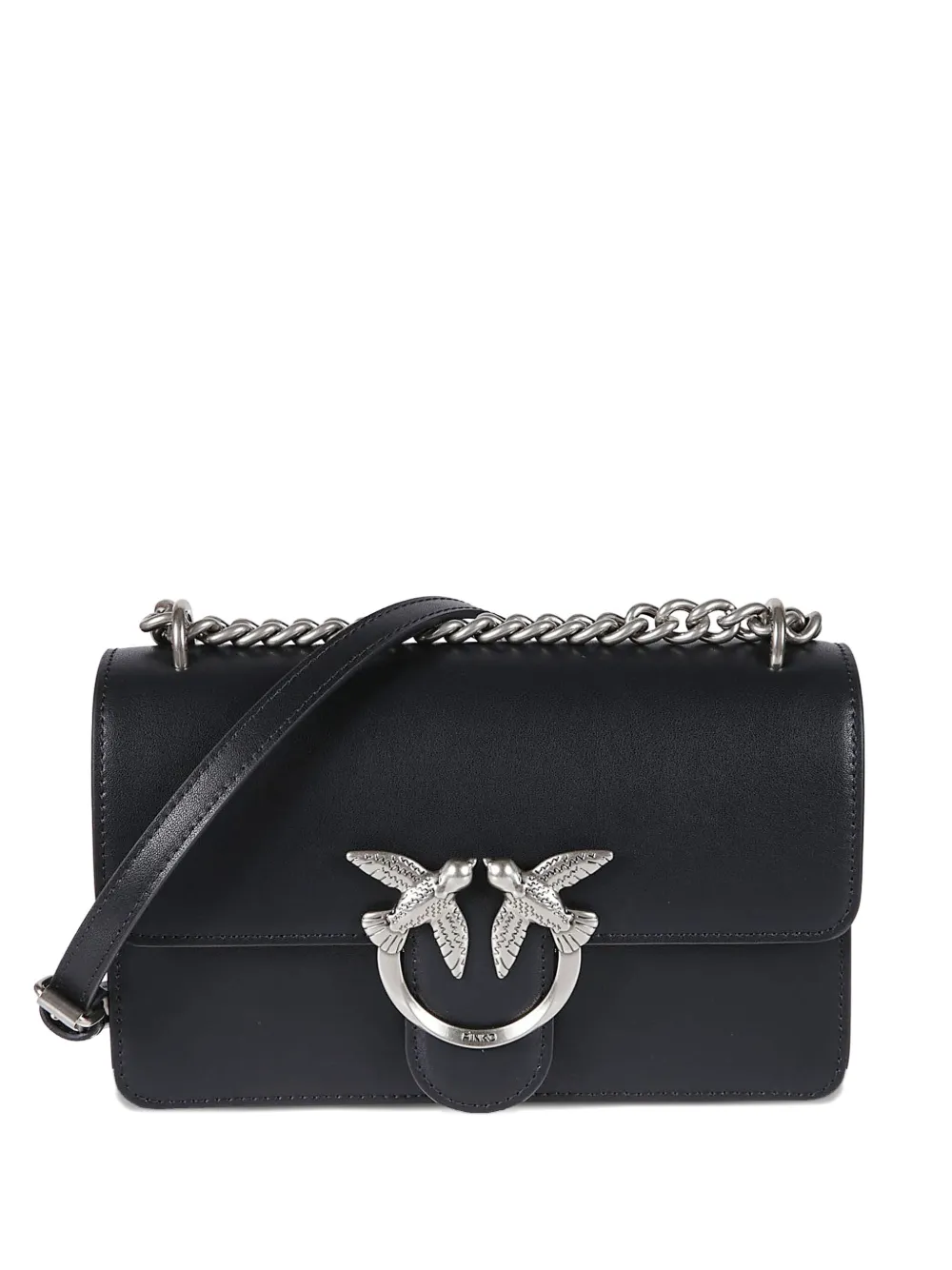 Pinko Mini Love One Leather Crossbody Bag In Black