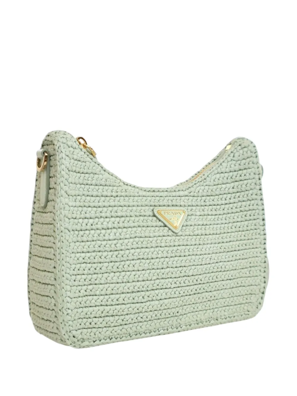 Pre-owned Prada 2019-2025 Yarn Effect Raffia Crochet Re Edition 2005 Satchel In Green
