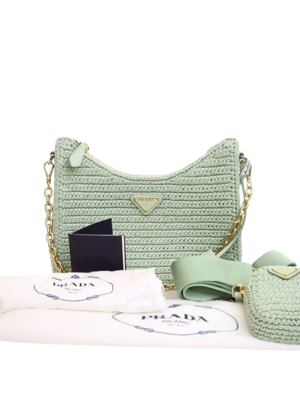 Prada Pre-Owned 2019-2025 Yarn Effect Raffia Crochet Re Edition 2005 satchel | Pre-Owned | Image 2