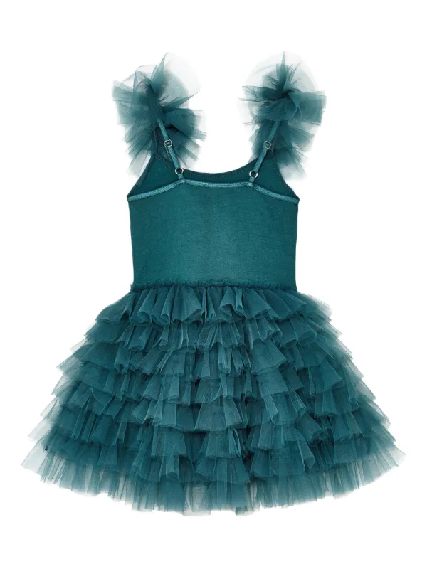 emerald green tutu dress Long Sleeves Green Tulle Cupcake Wedding Party Flower Girl Dress 8T