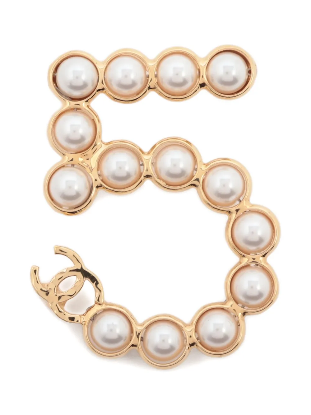 CHANEL Pre-Owned 2024 CC mark No.5 brooch - Oro