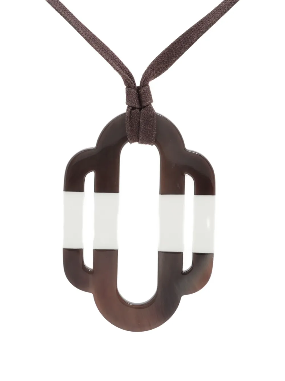 Pre-owned Hermes 1990-2015s Attelage Buffalo Horn Necklace In Brown