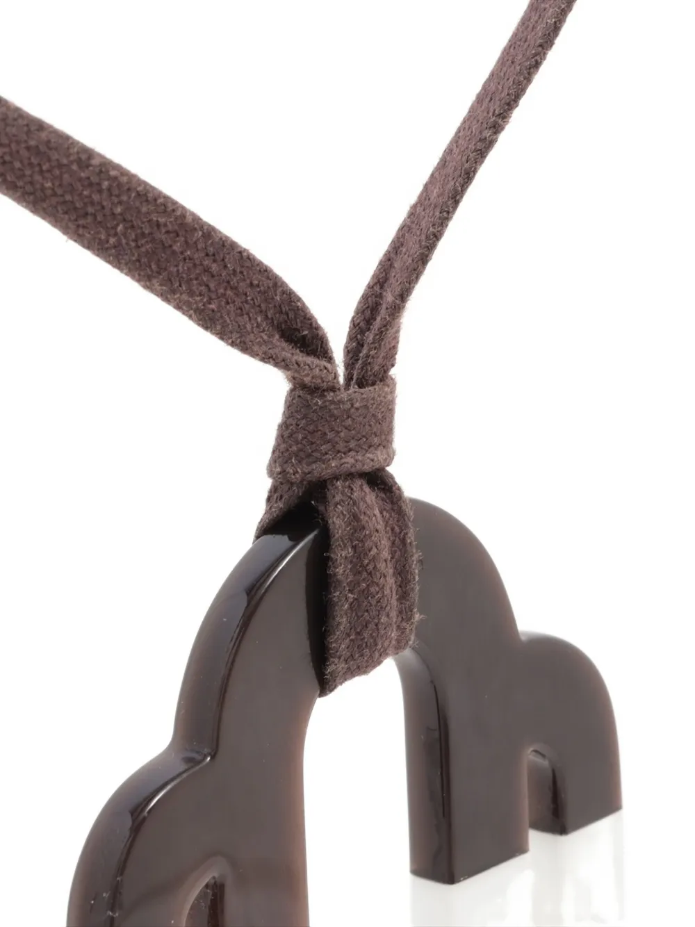 Pre-owned Hermes 1990-2015s Attelage Buffalo Horn Necklace In Brown