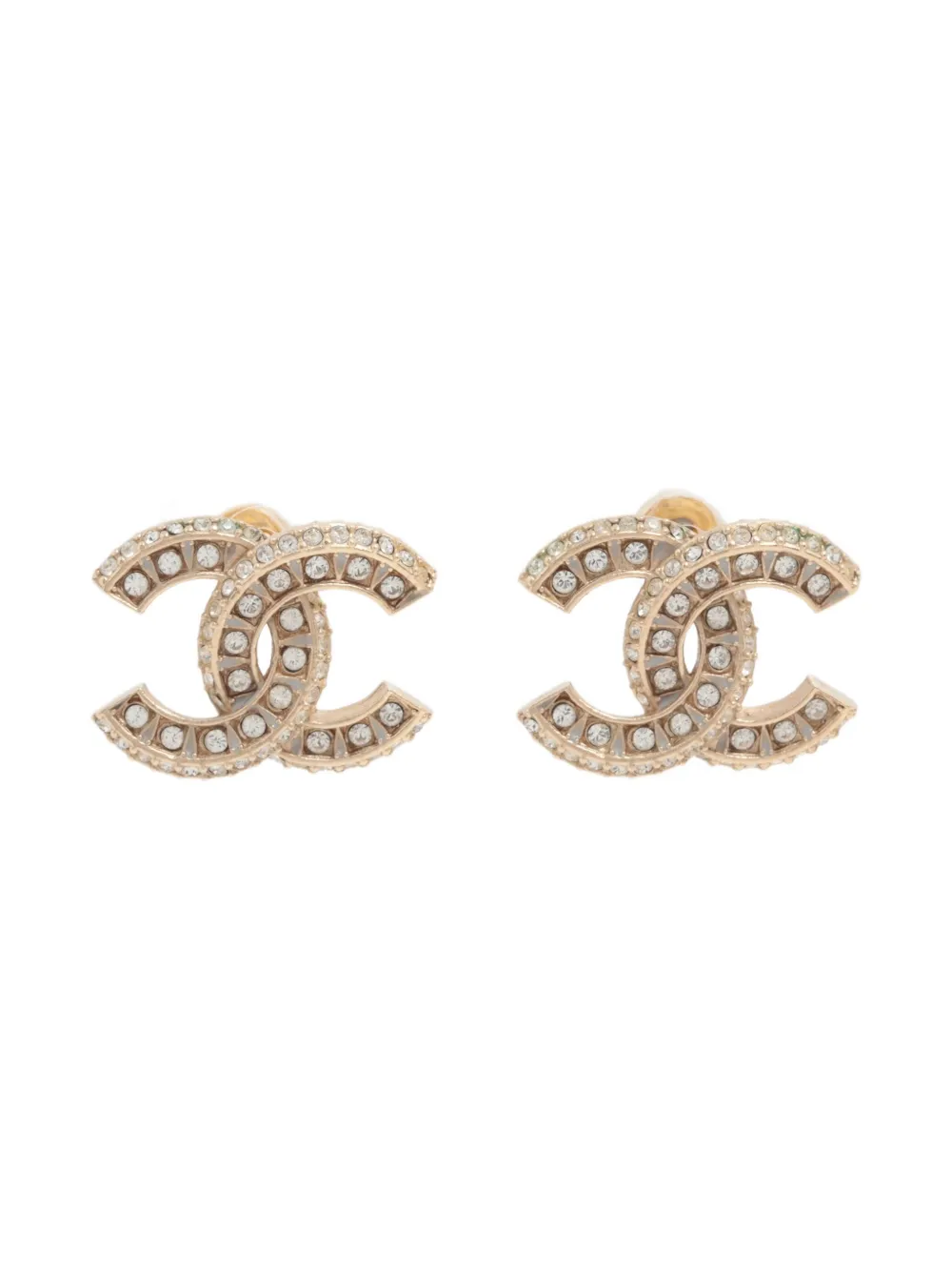 CHANEL Pre-Owned 2021 CC mark rhinestones earrings | Gold | Image 1