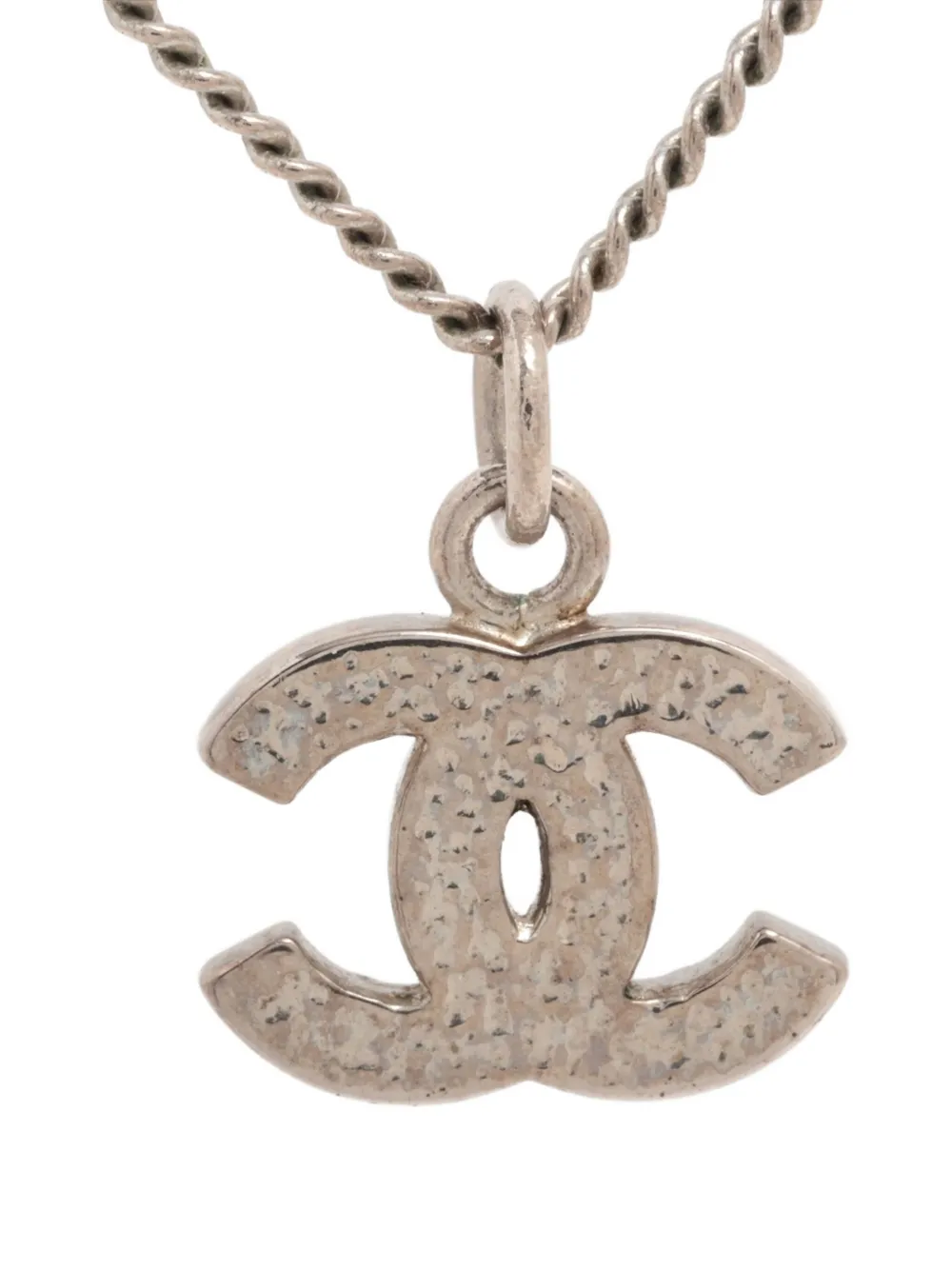Pre-owned Chanel 2007 Cc Mark Embellished Necklace In Silver