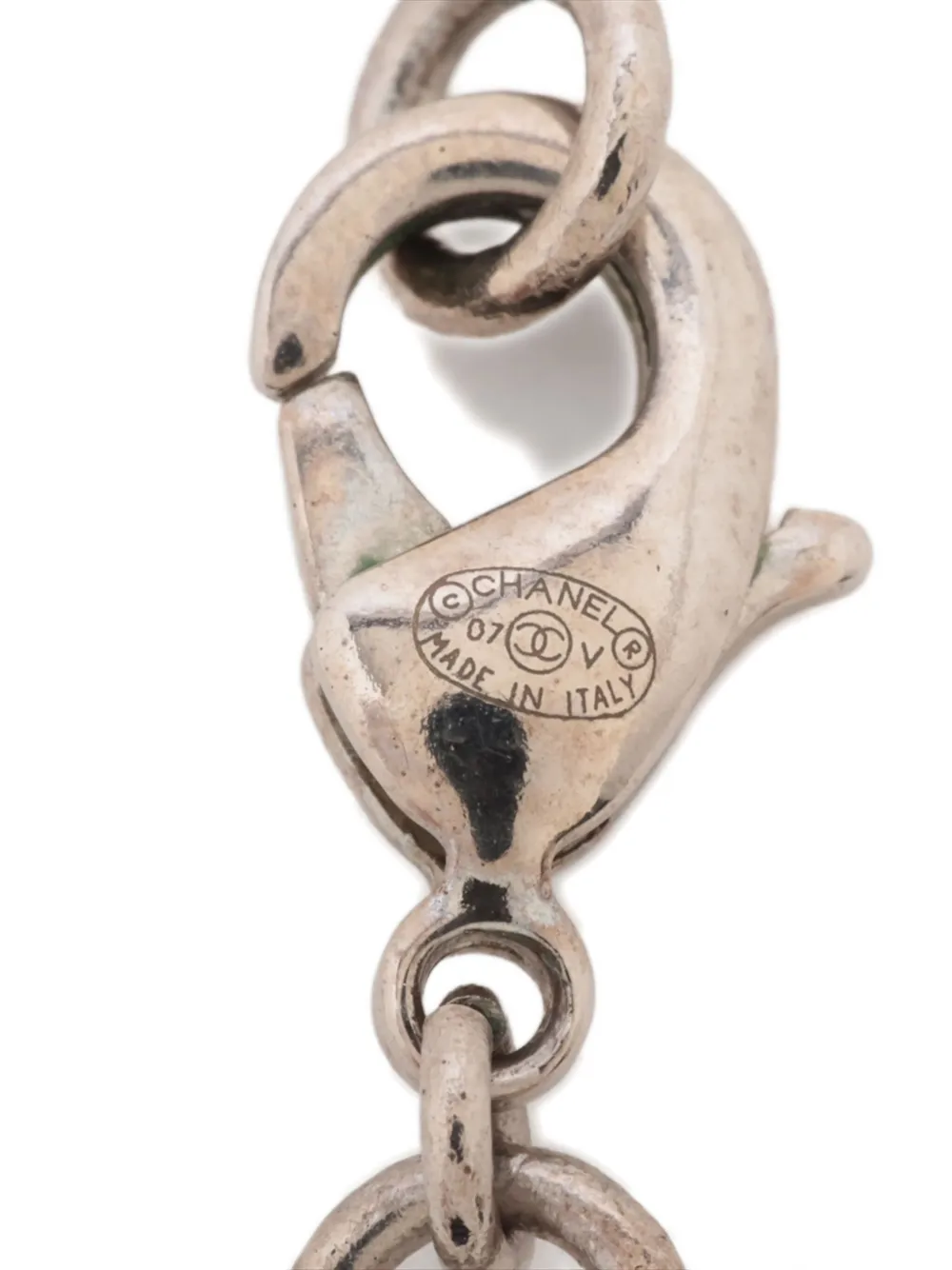 Pre-owned Chanel 2007 Cc Mark Embellished Necklace In Silver