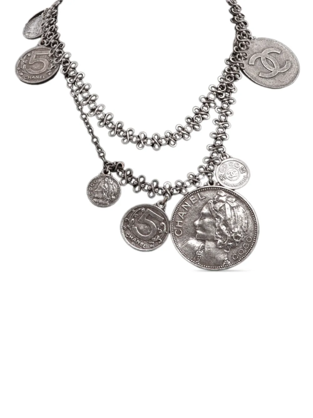 CHANEL Pre-Owned 2003 Mark Coin チャーム ネックレス - シルバートーン CHANEL Pre-Owned 2003 Mark Coin チャーム ネックレス - シルバートーン