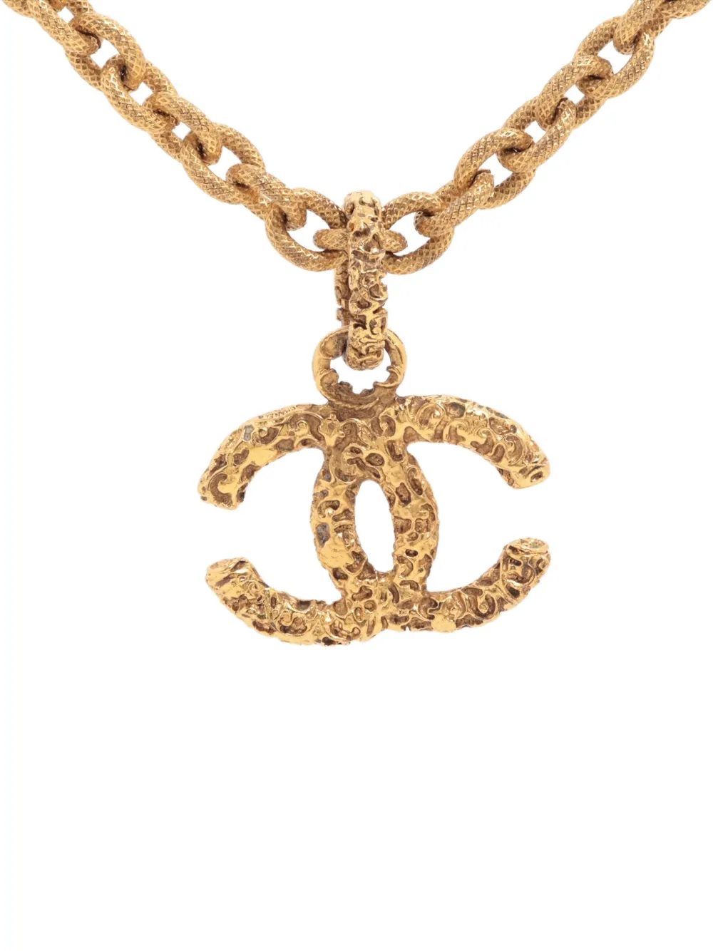 Pre-owned Chanel 1993 Lava Chain Cc Necklace In Gold