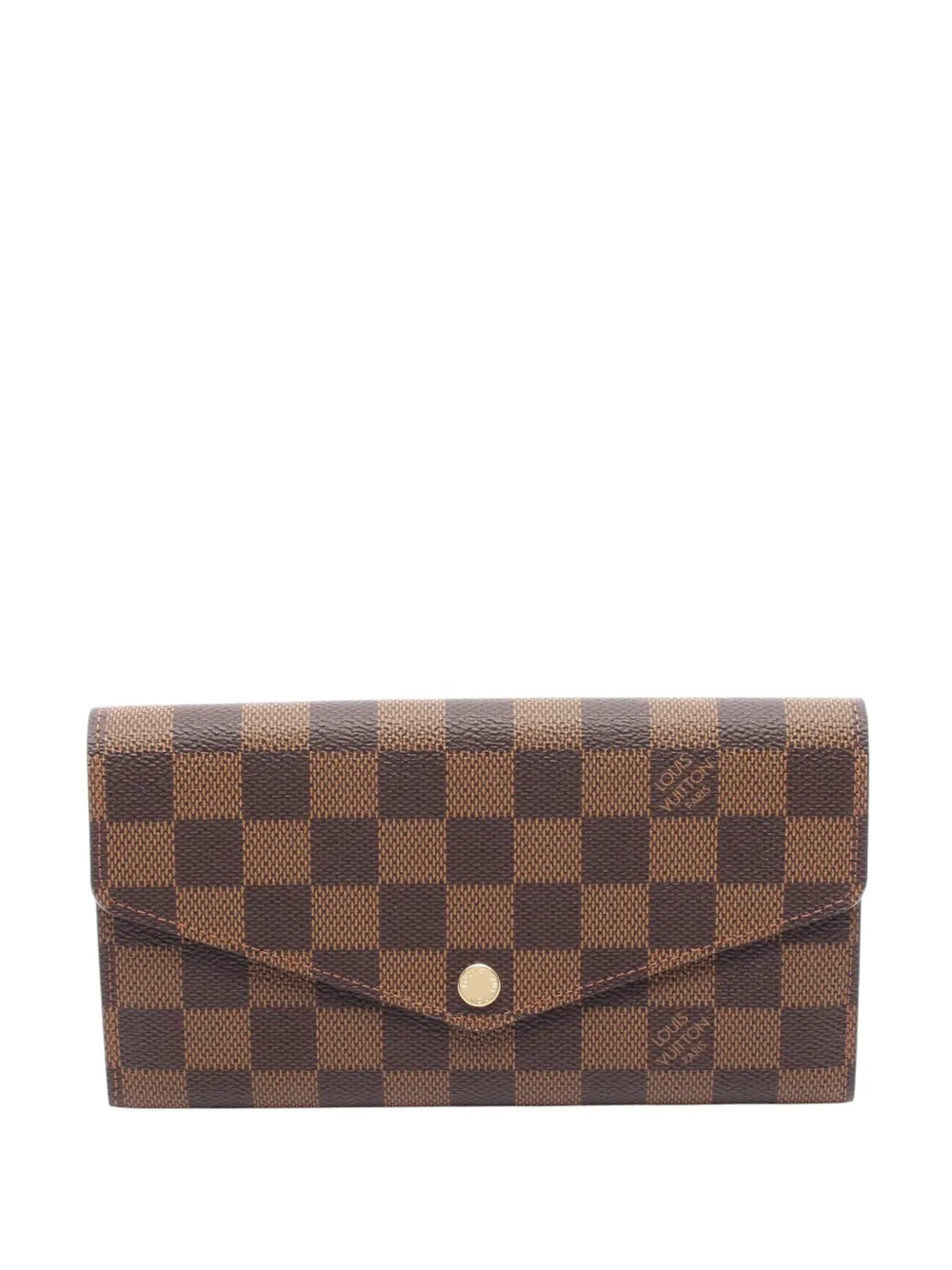 Pre-owned Louis Vuitton 2014 Damier Ebene Sarah Wallet Long Wallets In Brown