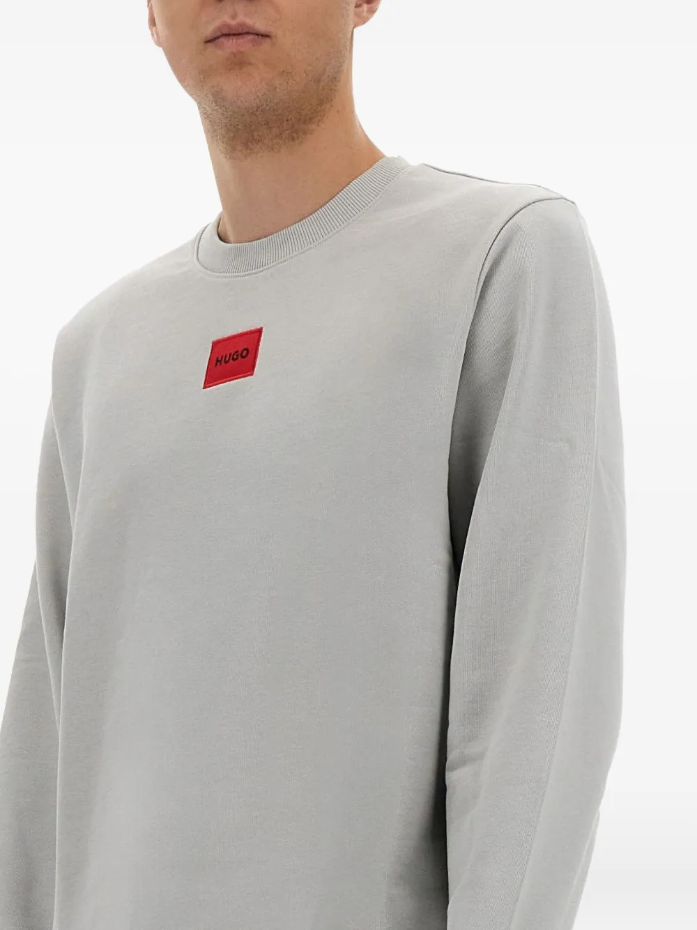 HUGO Sweater met logopatch Grijs