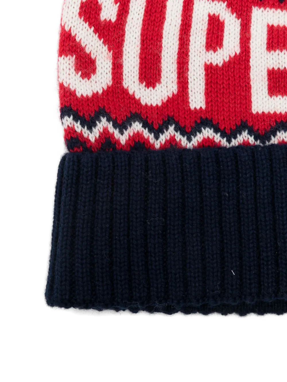  Superdry Pompom-detail Patterned Beanie - Red 