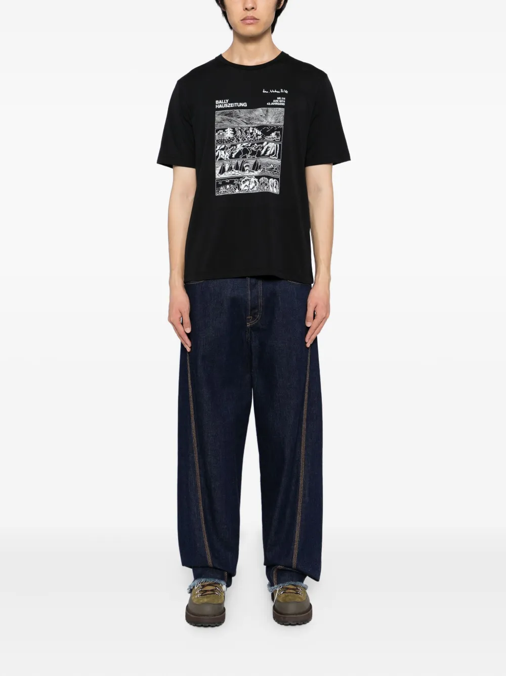 Bally Katoenen T-shirt met grafische print - Zwart