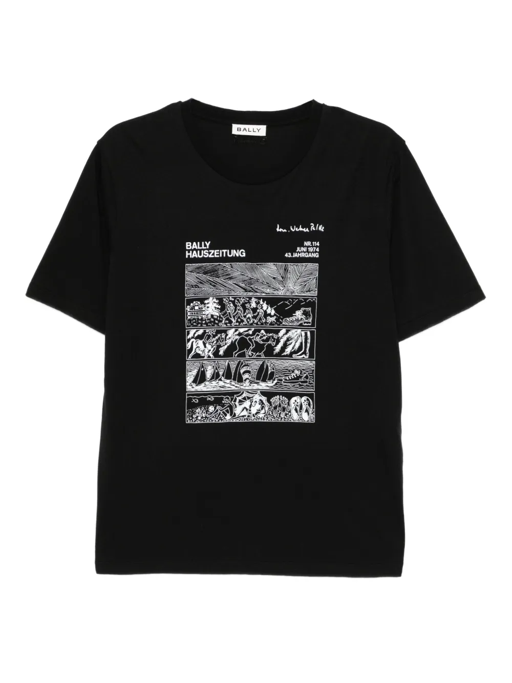 Bally t-shirt en coton à imprimé graphique | noir | Image 1