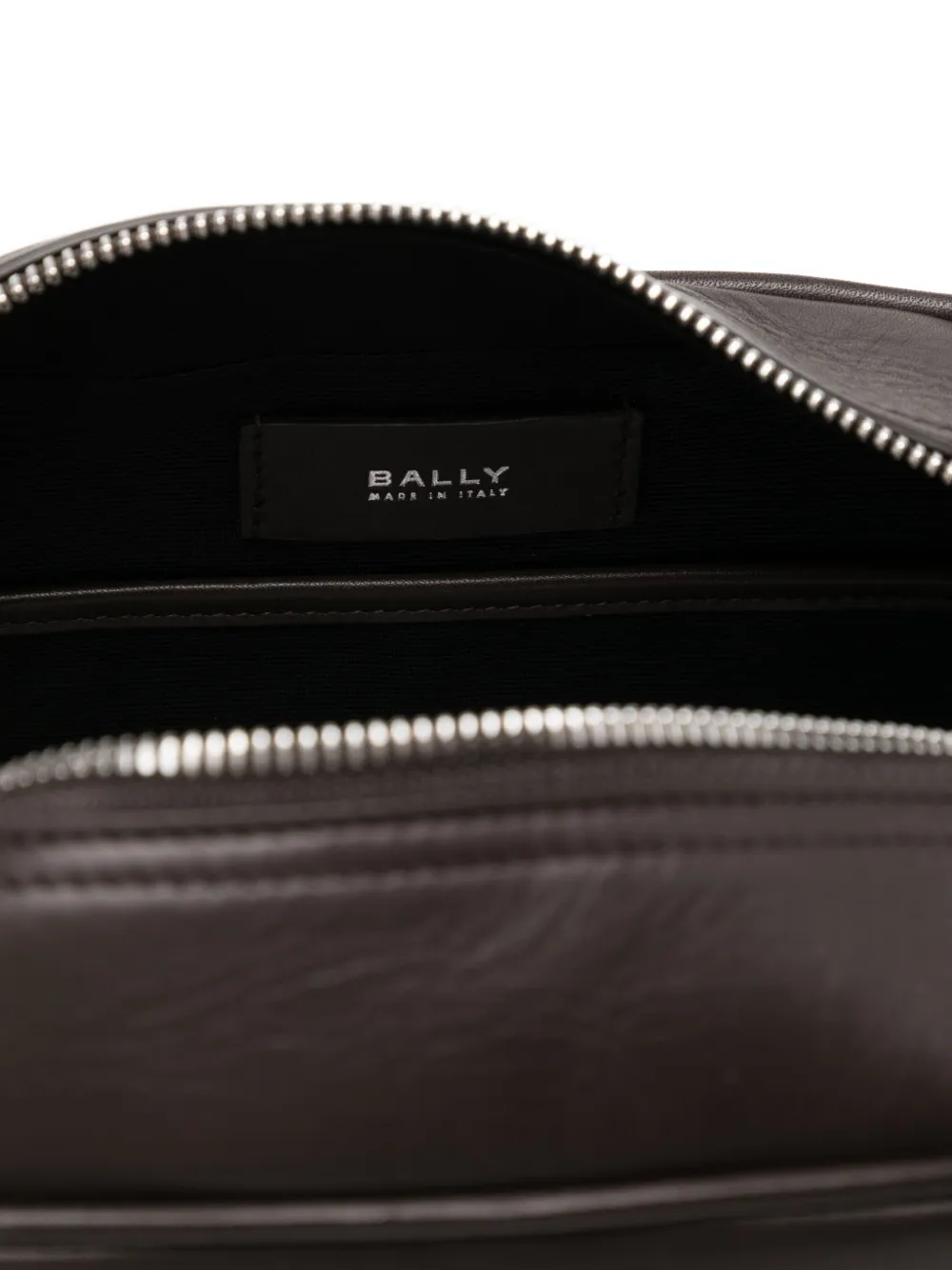 Bally Leren clutch met logo Bruin