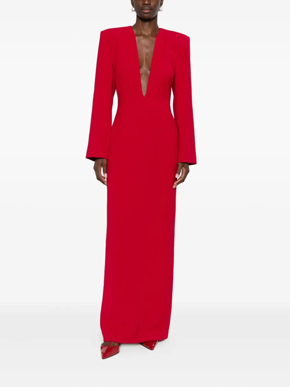 Solace London V-neck Maxi Dress In Red