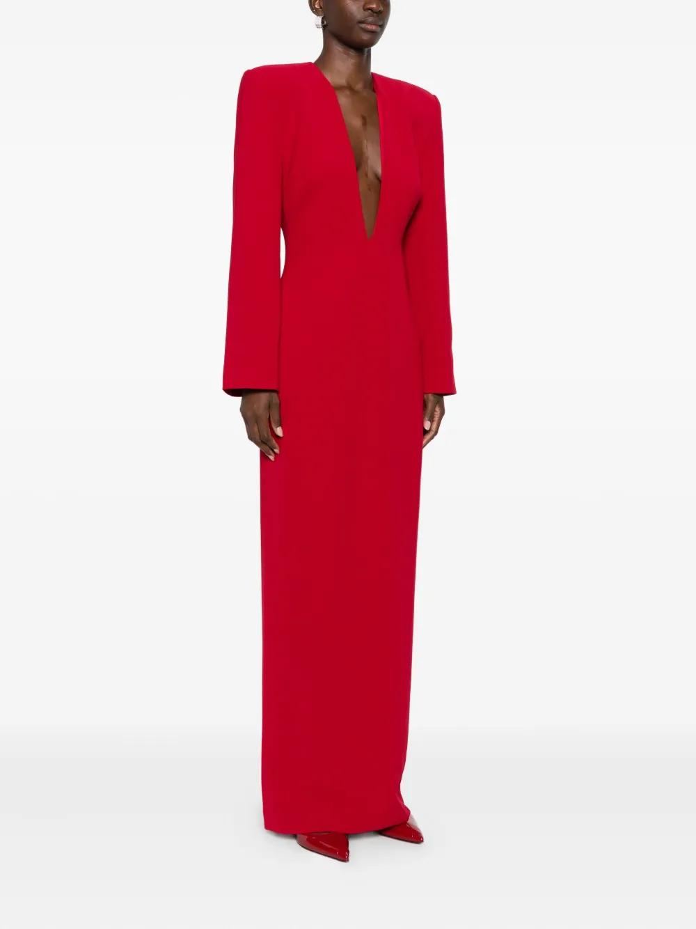 Solace London V-neck Maxi Dress In Red