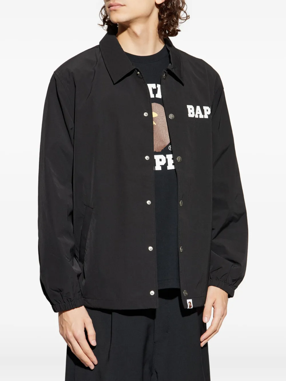 A BATHING APE College Coach jack met logo Zwart