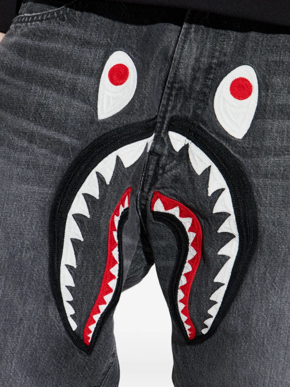 A Bathing Ape Shark-appliqué Jeans In Gray