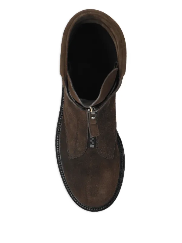 Giorgio Armani Leather Zip Boots | Brown | FARFETCH