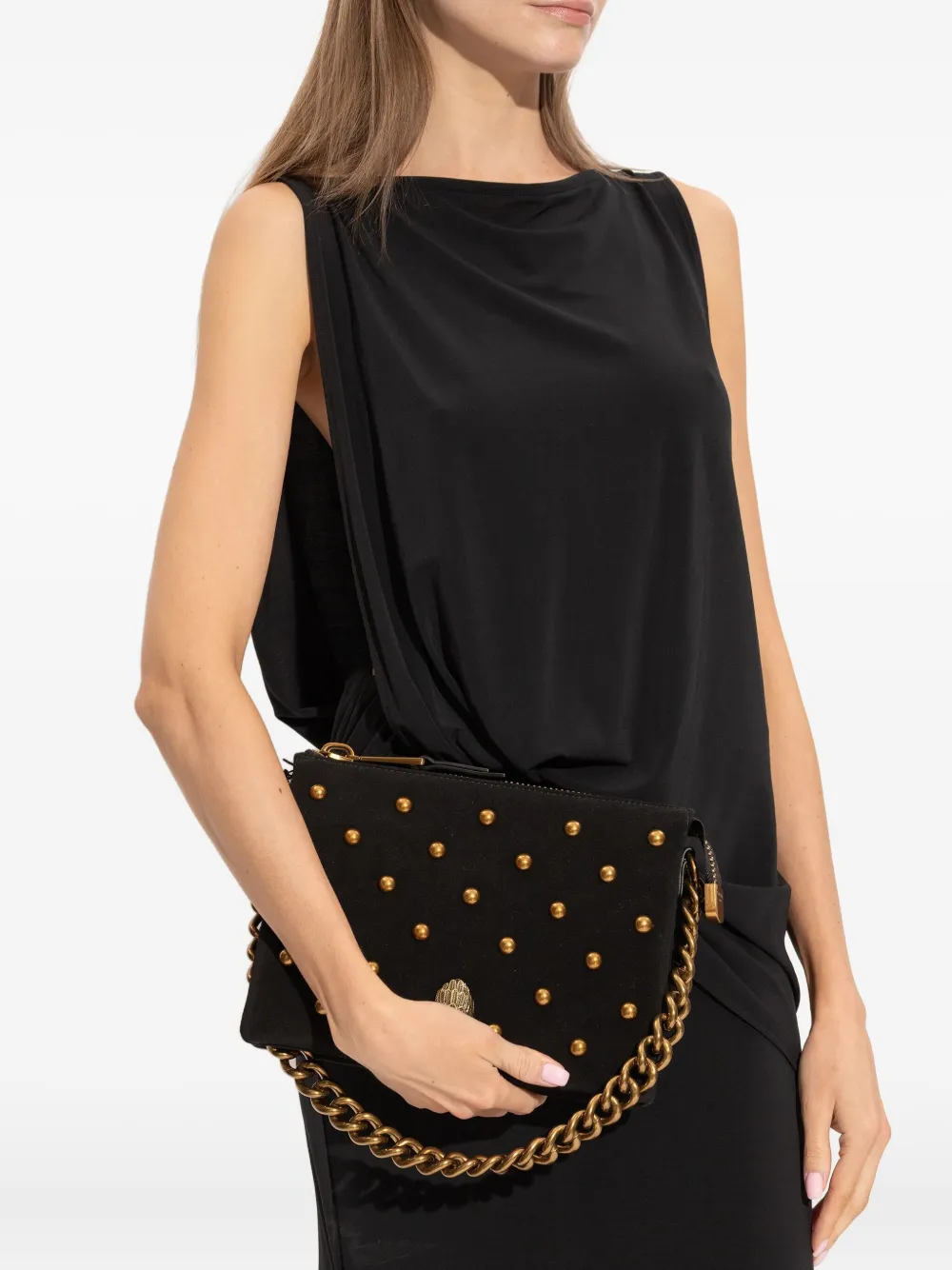 Kurt Geiger London Kensington stud-embellished clutch bag - Zwart