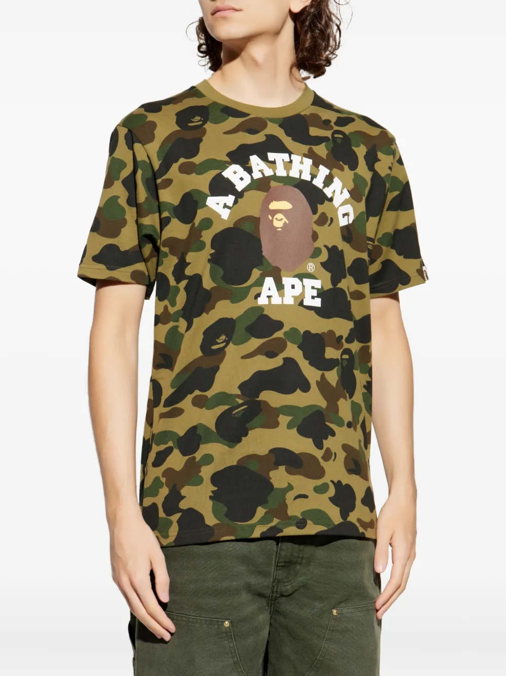 A BATHING APE T-shirt met camouflageprint Groen