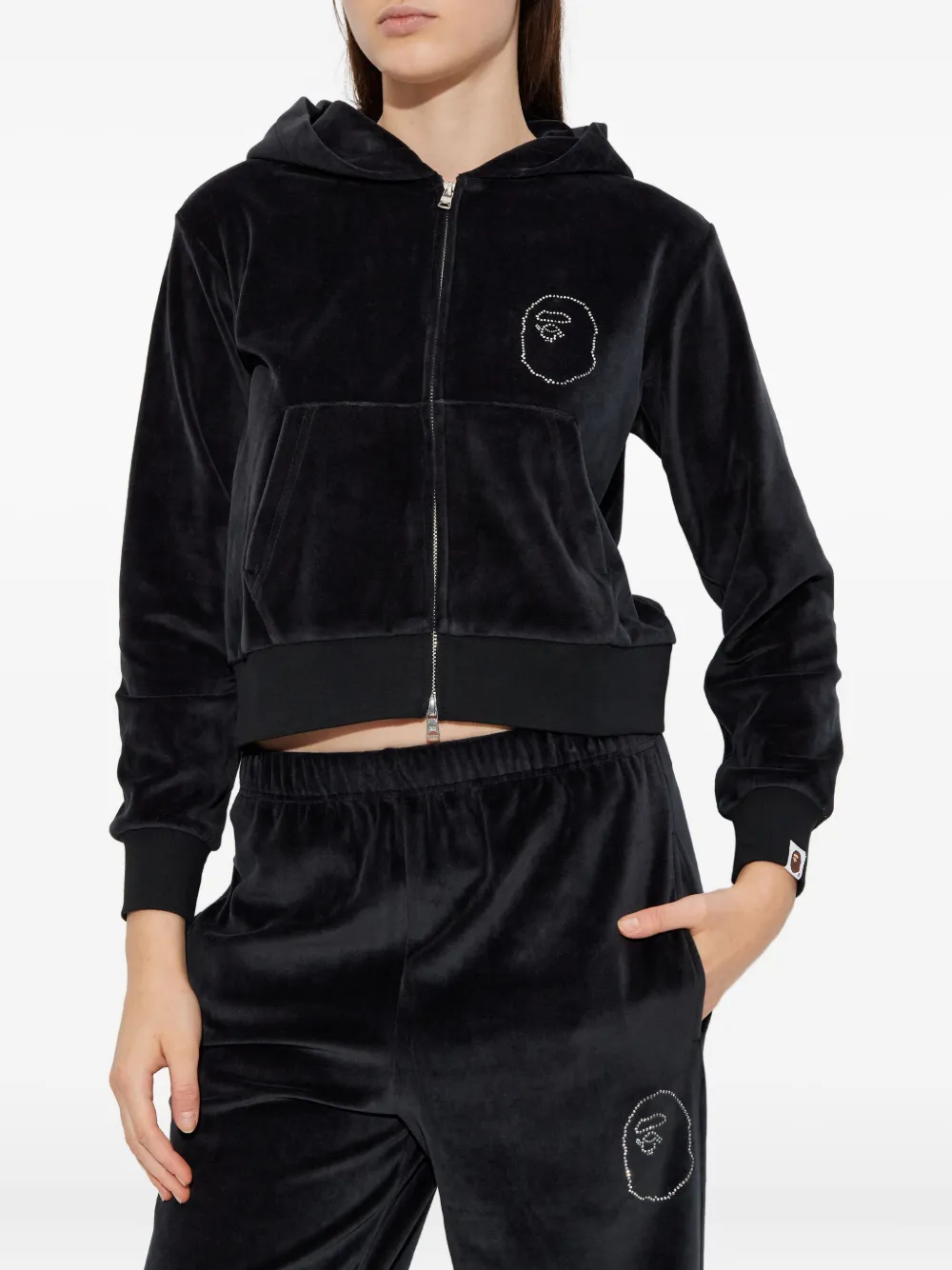 A Bathing Ape Ape Head Velour Hoodie In Black