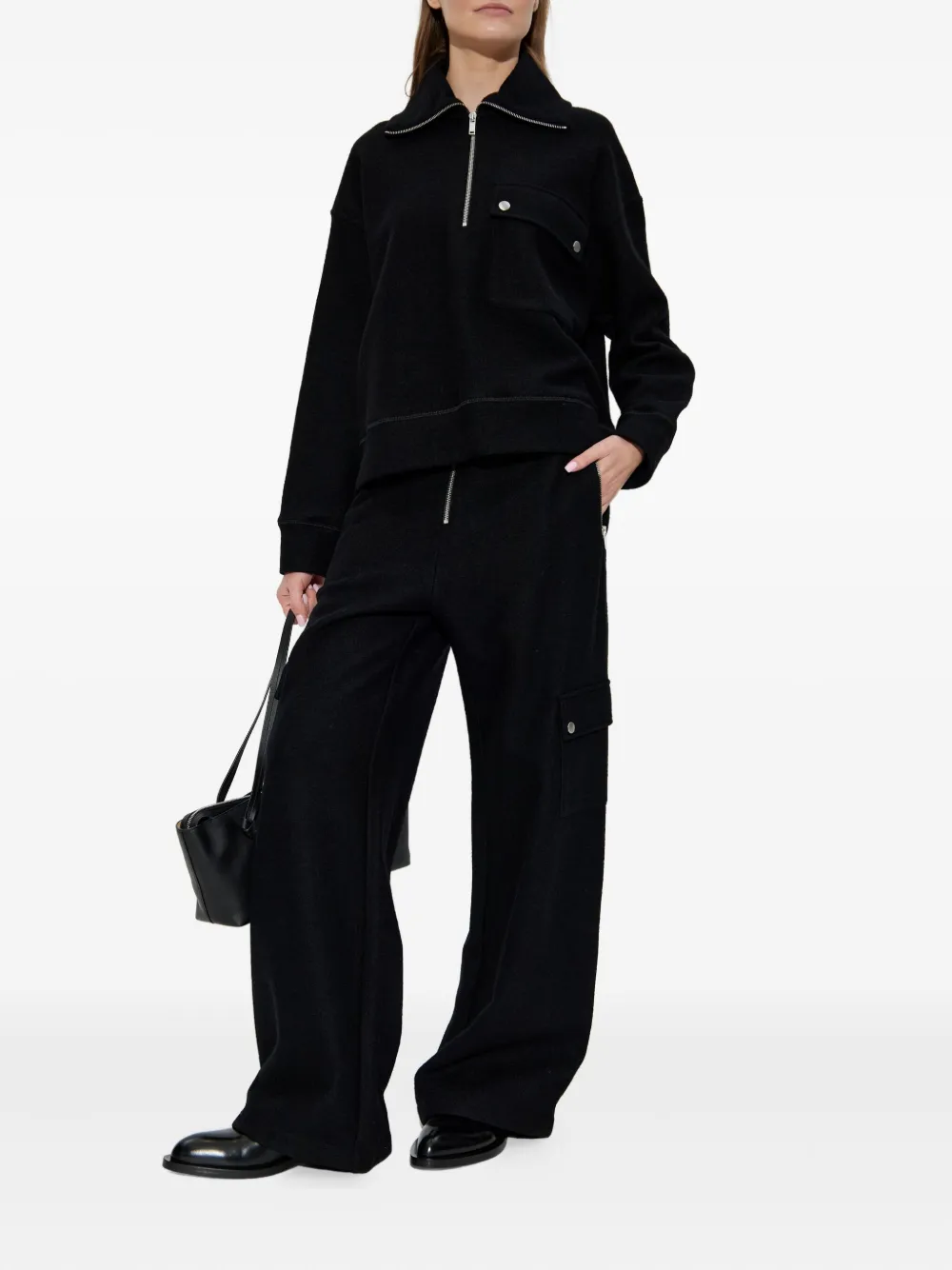 Jil Sander Half-zip Long-sleeve Sweatshirt In Blue