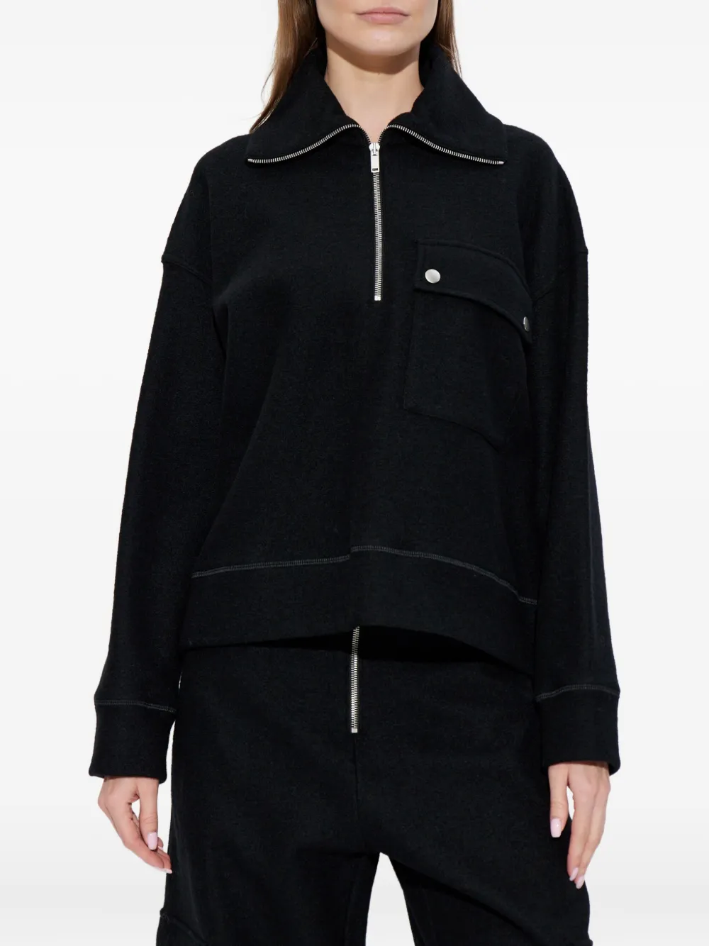Jil Sander Half-zip Long-sleeve Sweatshirt In Blue