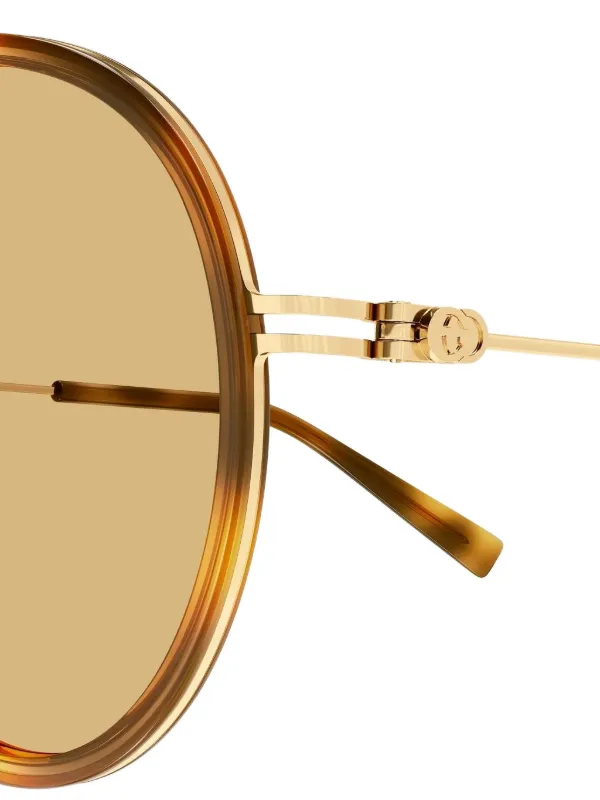 Gucci Eyewear トータスシェル パイロットサングラス | ブラウン
