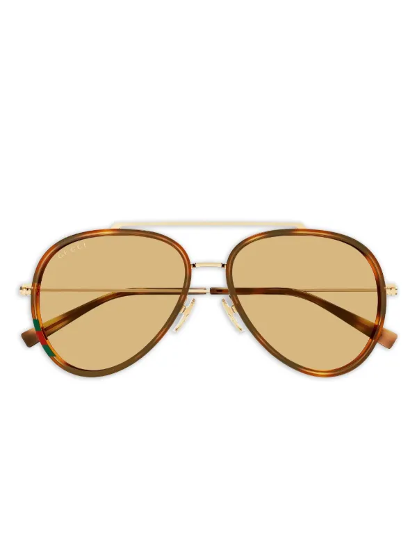 Gucci Eyewear トータスシェル パイロットサングラス | ブラウン