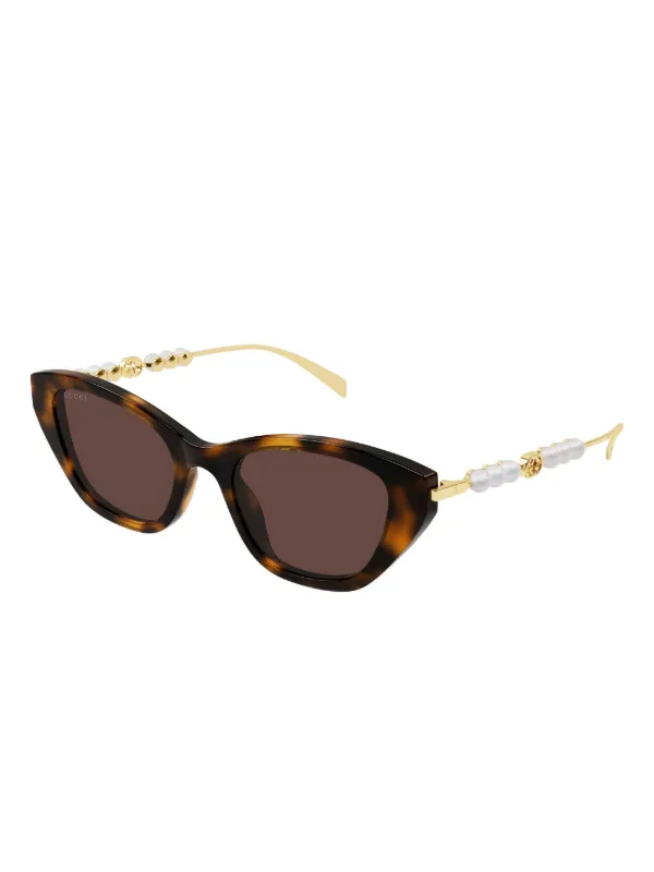Gucci Eyewear GG1968S Pearl cat-eye Sunglasses | Brown | FARFETCH JO