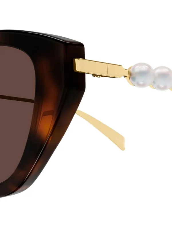 Gucci Eyewear GG1968S パール キャットアイ サングラス | ブラウン
