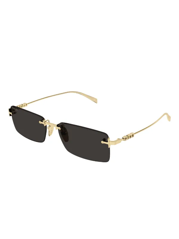 【GUCCI】archive sunglasses l eyewear Gucci Eyewear GG1941S Logo rectangle-frame Sunglasses | Gold