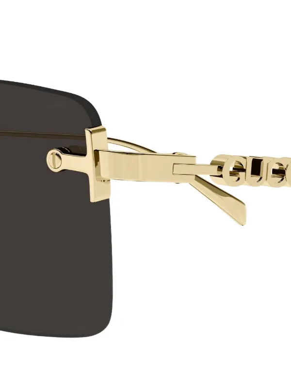 Gucci Eyewear GG1941S Logo rectangle-frame Sunglasses | Gold