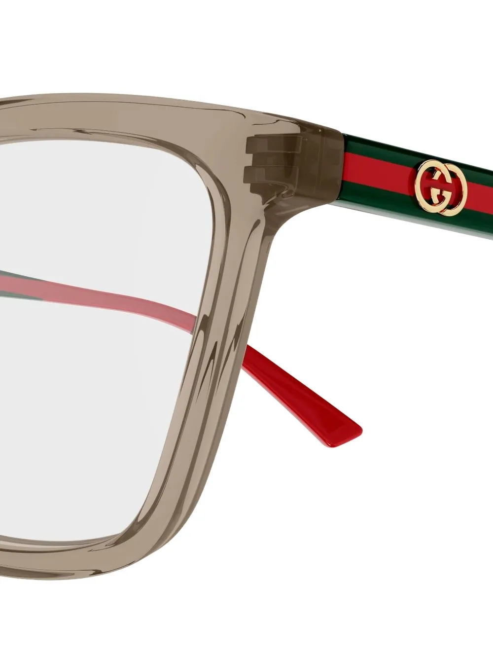 Gucci Eyewear Bril met gestreept cat-eye montuur Beige