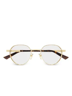 Gucci Eyewear Armação De Óculos Retangular | Dourado | FARFETCH BR