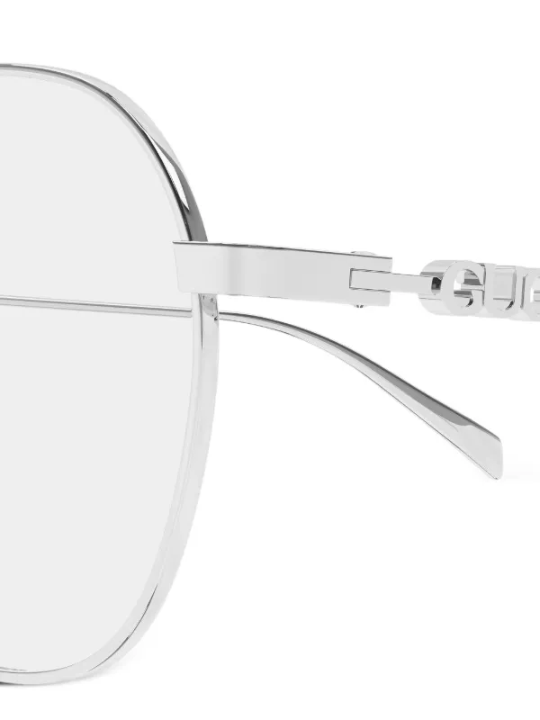 Gucci Eyewear Logo round-frame Glasses | Silver | FARFETCH display picture 1