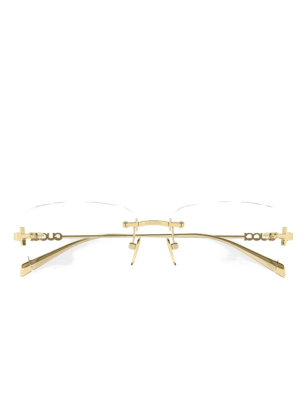 Gucci Rectangle-frame Logo Glasses In Gold