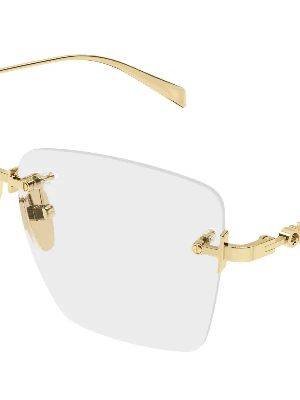 Gucci Eyewear スクエアメガネフレーム | ゴールドトーン | FARFETCH JP