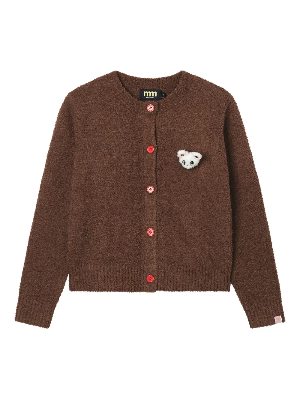 Mini Cream アップリケ カーディガン - ブラウン Mini Cream アップリケ カーディガン - ブラウン