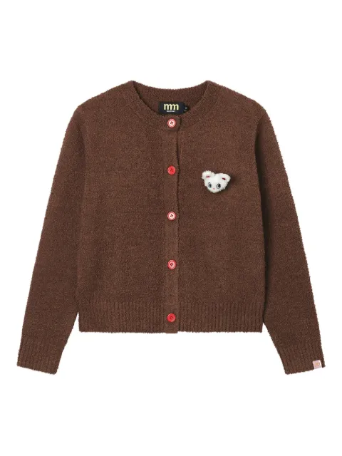Mini Cream appliqué-detailed cardigan